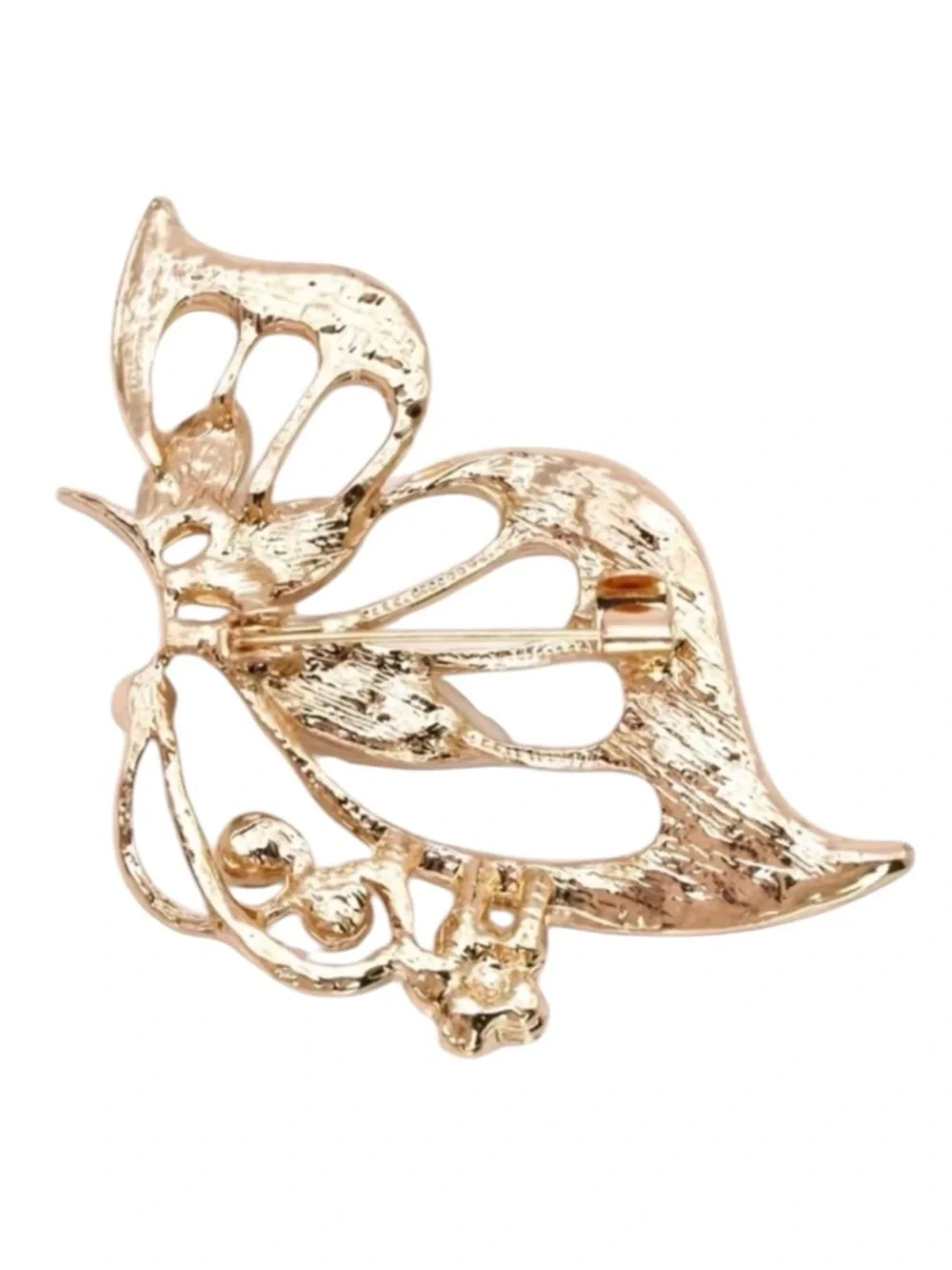 Gold Butterfly Brooch Pin Opal Rhinestone Jewelry New